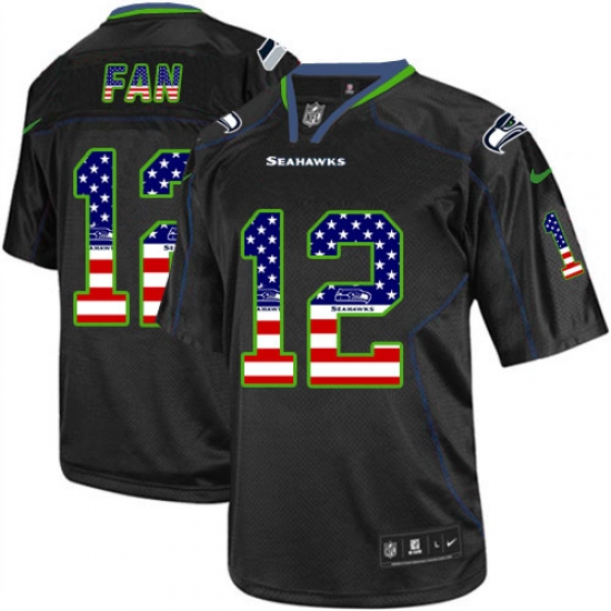 Men's Nike Seattle Seahawks 12th Fan Elite Black USA Flag Fashion NFL Jersey - Ujersey
