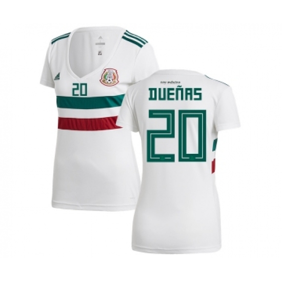Women's Mexico #20 Duenas Away Soccer Country Jersey