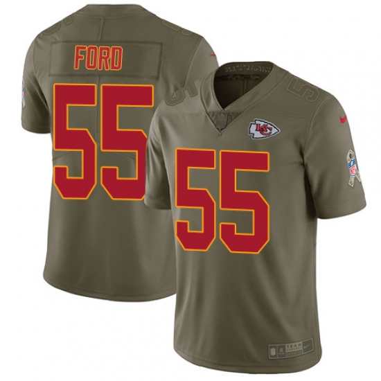 Men's Nike Kansas City Chiefs #55 Dee Ford Limited Olive 2017 Salute to Service NFL Jersey - Ujersey