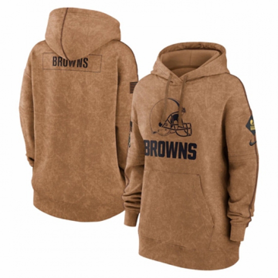 Women's Cleveland Browns Nike Brown 2023 Salute to Service Pullover Hoodie - Ujersey