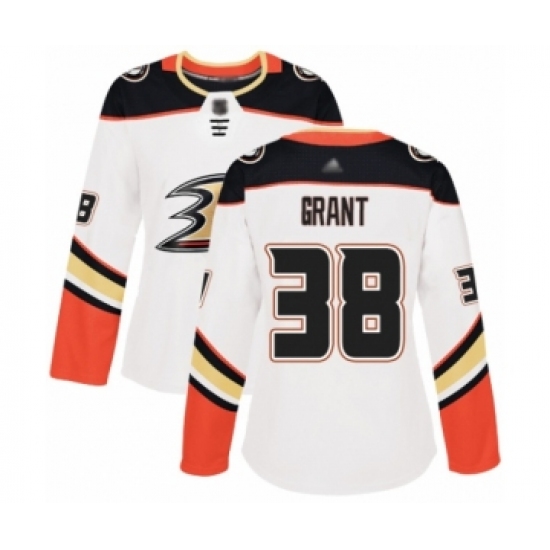 Women's Anaheim Ducks #38 Derek Grant Authentic White Away Hockey Jersey - Ujersey