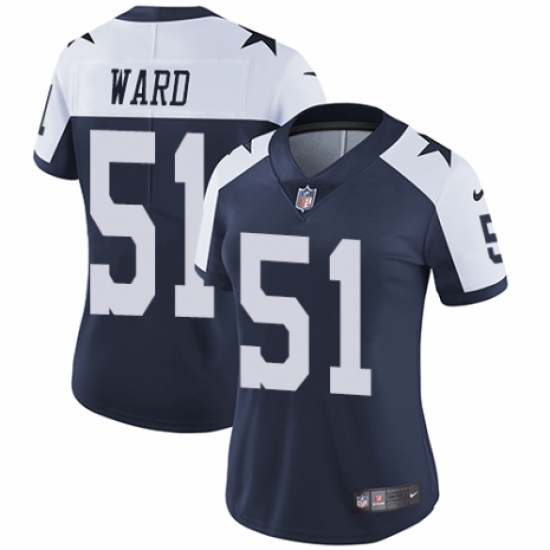 Women's Nike Dallas Cowboys #51 Jihad Ward Navy Blue Throwback Alternate Vapor Untouchable Limited Player NFL Jersey - Ujersey