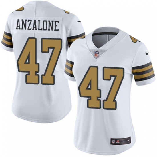 Women's Nike New Orleans Saints #47 Alex Anzalone Limited White Rush Vapor Untouchable NFL Jersey - Ujersey