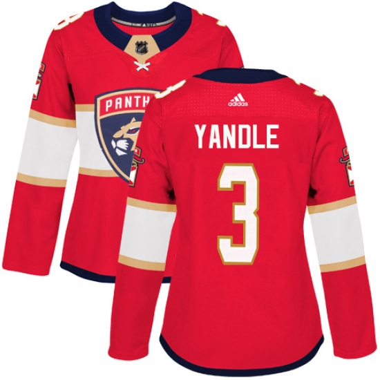 Women's Adidas Florida Panthers #3 Keith Yandle Premier Red Home NHL Jersey - Ujersey