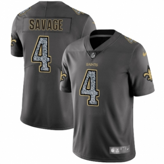 Men's Nike New Orleans Saints #4 Tom Savage Gray Static Vapor Untouchable Limited NFL Jersey - Ujersey