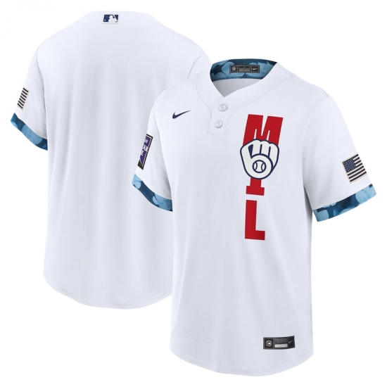 Men's Milwaukee Brewers Blank Nike White 2021 MLB All-Star Game Replica Jersey - Ujersey