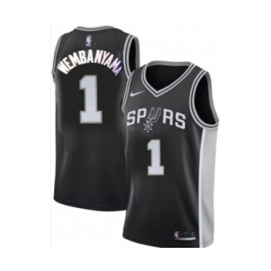 Men' San Antonio Spurs #1 Victor Wembanyama Black Association Edition Stitched Jersey - Ujersey