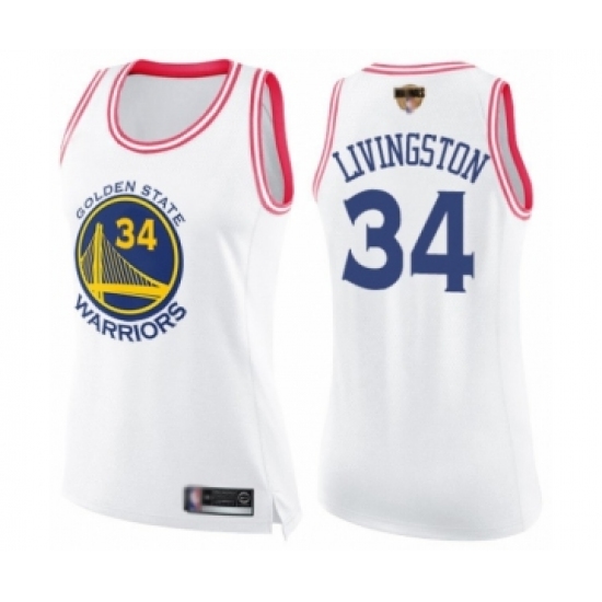 Women's Golden State Warriors #34 Shaun Livingston Swingman White Pink Fashion 2019 Basketball Finals Bound Basketball Jersey