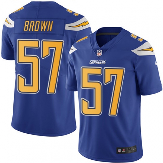 Youth Nike Los Angeles Chargers #57 Jatavis Brown Limited Electric Blue Rush Vapor Untouchable NFL Jersey - Ujersey