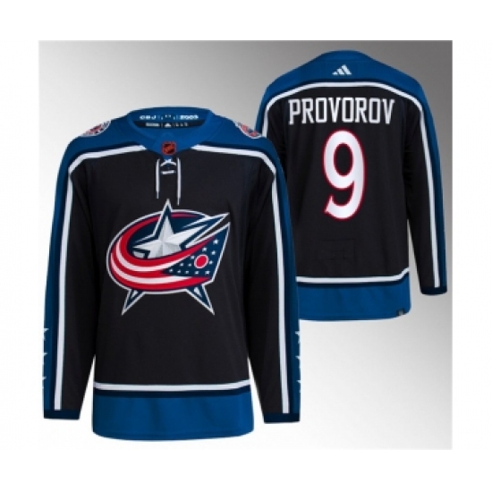 Men's Columbus Blue Jackets #9 Ivan Provorov Black 2022-23 Reverse Retro Stitched Jersey - Ujersey