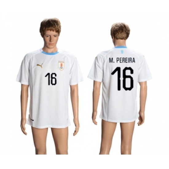 Uruguay #16 M.Pereira Away Soccer Country Jersey
