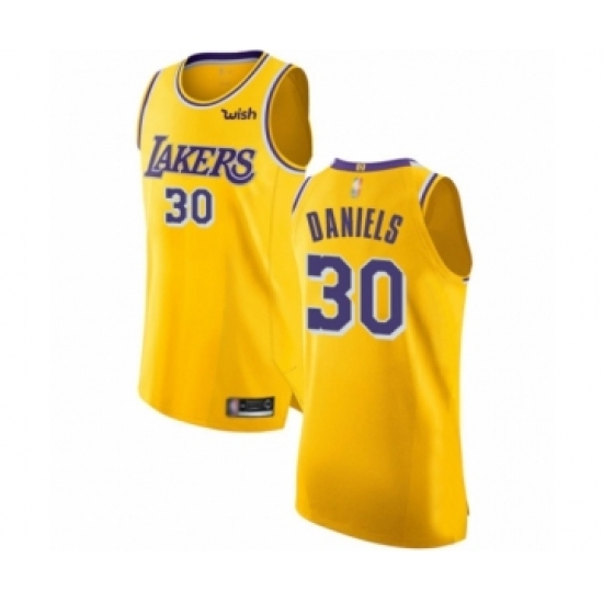 Men's Los Angeles Lakers #30 Troy Daniels Authentic Gold Basketball Jersey - Icon Edition - Ujersey