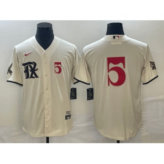 Men's Texas Rangers #5 Corey Seager Number Cream 2023 City Connect Stitched Baseball Jerseys - Ujersey