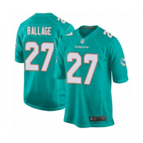 Men's Miami Dolphins #27 Kalen Ballage Game Aqua Green Team Color Football Jersey - Ujersey