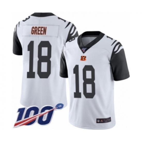 Men's Cincinnati Bengals #18 A.J. Green Limited White Rush Vapor Untouchable 100th Season Football Jersey - Ujersey
