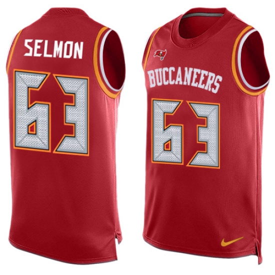 Men's Nike Tampa Bay Buccaneers #63 Lee Roy Selmon Limited Red Player Name & Number Tank Top NFL Jersey - Ujersey