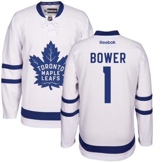Youth Reebok Toronto Maple Leafs #1 Johnny Bower Authentic White Away NHL Jersey - Ujersey