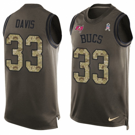 Men's Nike Tampa Bay Buccaneers #33 Carlton Davis Limited Green Salute to Service Tank Top NFL Jersey - Ujersey