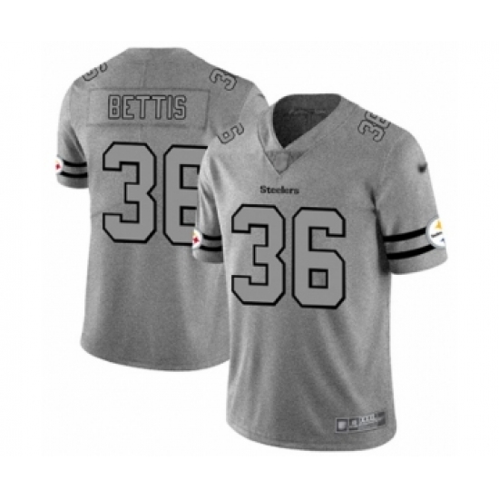 Men's Pittsburgh Steelers #36 Jerome Bettis Limited Gray Team Logo Gridiron Football Jersey - Ujersey