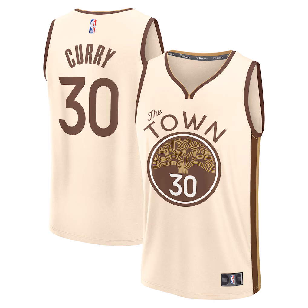 Youth Golden State Warriors Stephen Curry Fanatics Tan 2025/26 City Edition Fast Break Jersey - ujerseystore