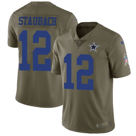 Men's Nike Dallas Cowboys #12 Roger Staubach Limited Olive 2017 Salute to Service NFL Jersey - Ujersey