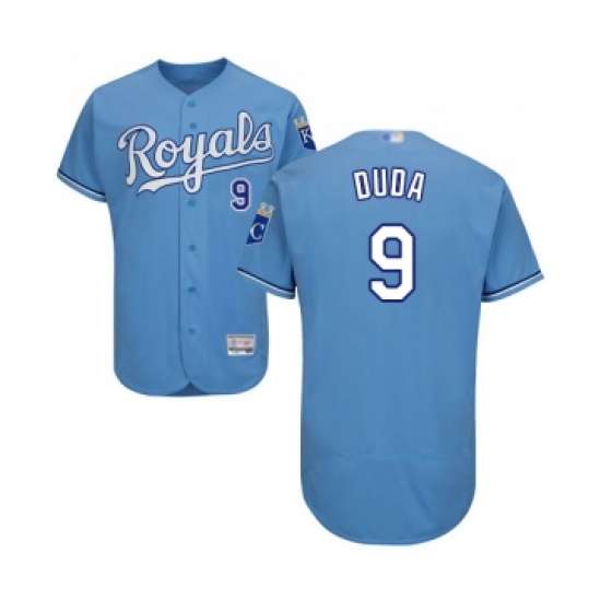 Men's Kansas City Royals #9 Lucas Duda Light Blue Alternate Flex Base Authentic Collection Baseball Jersey - Ujersey