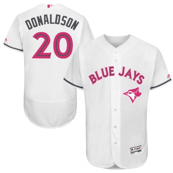 Men's Majestic Toronto Blue Jays #20 Josh Donaldson Authentic White 2016 Mother's Day Fashion Flex Base MLB Jersey
