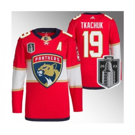 Men's Florida Panthers #19 Matthew Tkachuk Red 2023 Stanley Cup Final Stitched Jersey - Ujersey