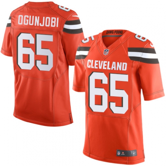 Men's Nike Cleveland Browns #65 Larry Ogunjobi Elite Orange Alternate NFL Jersey - Ujersey
