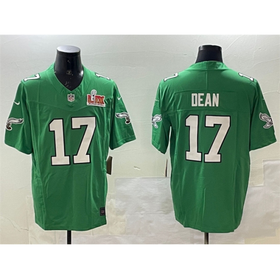 Men's Philadelphia Eagles #17 Nakobe Dean Green 2025 Super Bowl LIX F.U.S.E. Throwback Vapor Untouchable Limited Stitched Football Jersey
