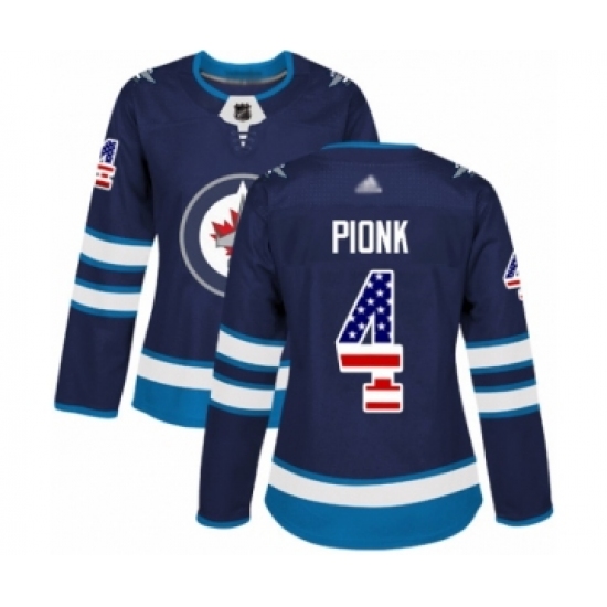 Women's Winnipeg Jets #4 Neal Pionk Authentic Navy Blue USA Flag Fashion Hockey Jersey - Ujersey