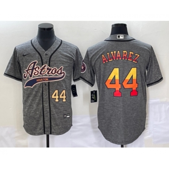 Men's Houston Astros #44 Yordan Alvarez Number Grey Gridiron Cool Base Stitched Baseball Jersey - Ujersey
