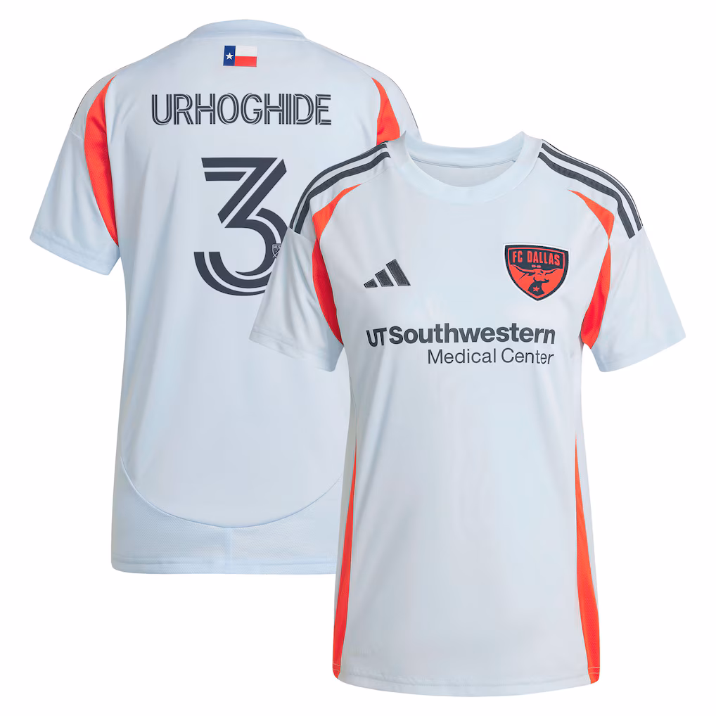 Women's FC Dallas Osaze Urhoghide adidas Light Blue 2025 The Inferno Kit Replica Jersey
