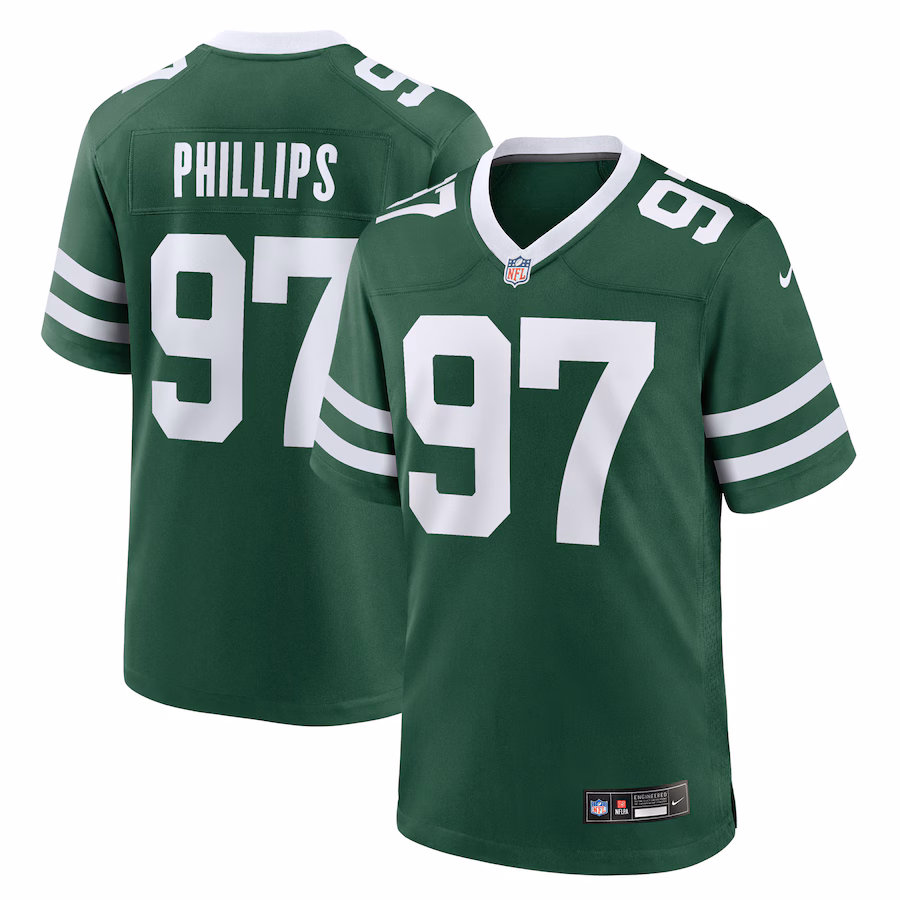 Men's New York Jets Harrison Phillips Nike Legacy Green Team Game Jersey - Ujersey