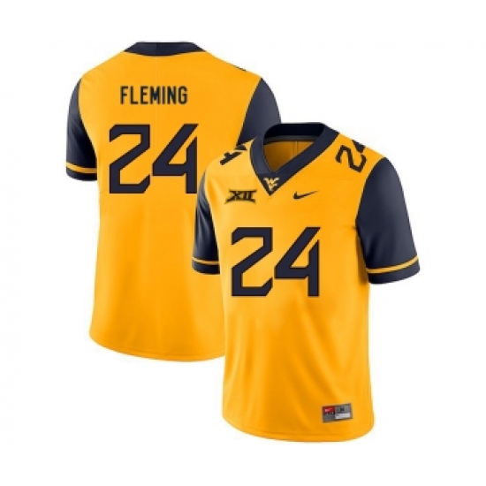 West Virginia Mountaineers 24 Maurice Fleming Gold College Football Jersey - Ujersey