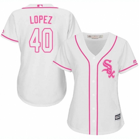 Women's Majestic Chicago White Sox #40 Reynaldo Lopez Replica White Fashion Cool Base MLB Jersey - Ujersey