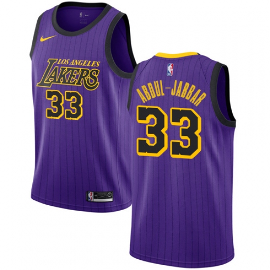 Women's Nike Los Angeles Lakers #33 Kareem Abdul-Jabbar Swingman Purple NBA Jersey - City Edition - Ujersey
