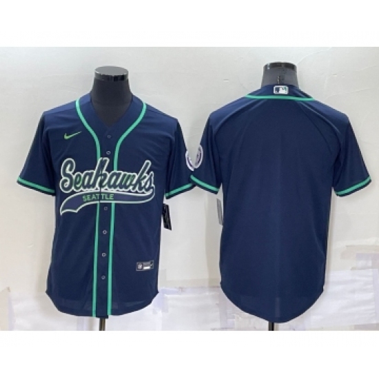 Men's Seattle Seahawks Blank Navy Blue Stitched MLB Cool Base Nike Baseball Jersey - Ujersey