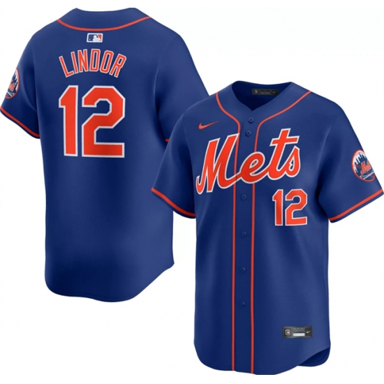 Men's New York Mets #12 Francisco Lindor Royal 2024 Alternate Limited Stitched Baseball Jersey - Ujersey