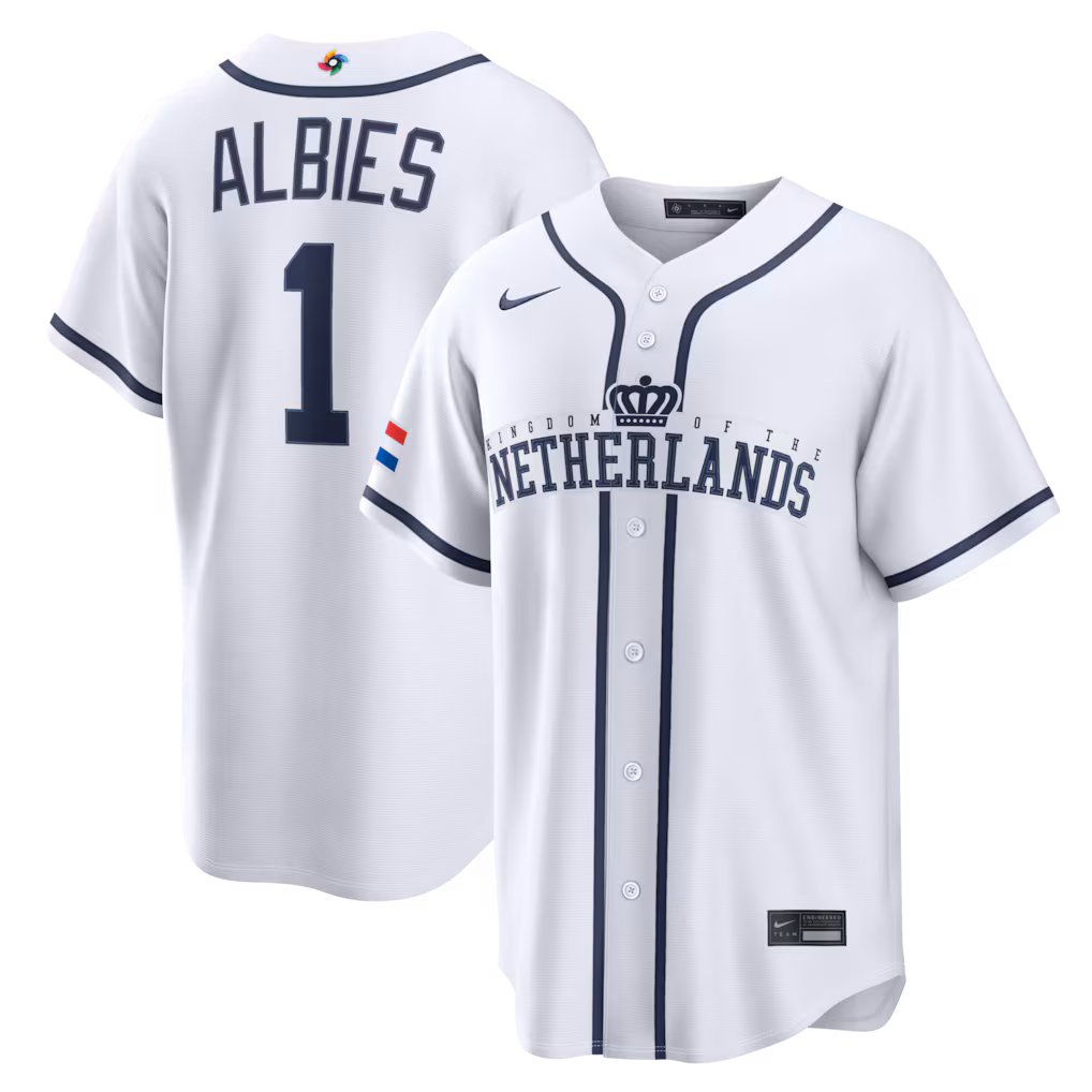 Men's Netherlands Baseball Ozzie Albies Nike White 2026 World Baseball Classic Home Stadium Jersey - ujerseystore