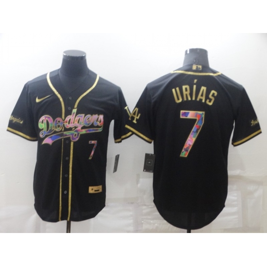 Men's Los Angeles Dodgers #7 Julio Urias Black Iridescent Logo Jersey - Ujersey