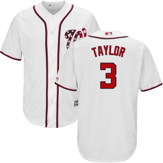 Men's Majestic Washington Nationals #3 Michael Taylor Replica White Home Cool Base MLB Jersey - Ujersey