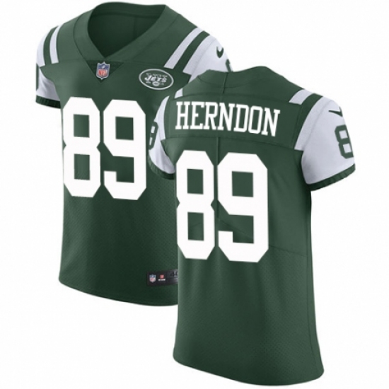 Men's Nike New York Jets #89 Chris Herndon Green Team Color Vapor Untouchable Elite Player NFL Jersey - Ujersey