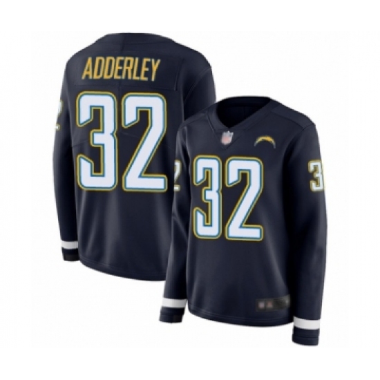 Women's Los Angeles Chargers #32 Nasir Adderley Limited Navy Blue Therma Long Sleeve Football Jersey - Ujersey