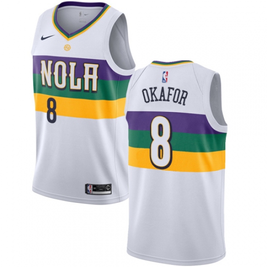 Women's Nike New Orleans Pelicans #8 Jahlil Okafor Swingman White NBA Jersey - City Edition - Ujersey
