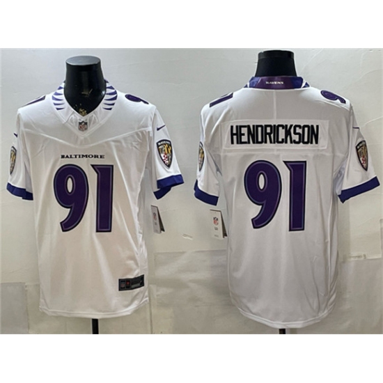 Men's Baltimore Ravens #91 Trey Hendrickson White 2026 F.U.S.E. Vapor Stitched Limited Football Stitched Jersey - Ujersey