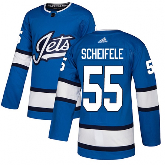 Men's Adidas Winnipeg Jets #55 Mark Scheifele Authentic Blue Alternate NHL Jersey - Ujersey