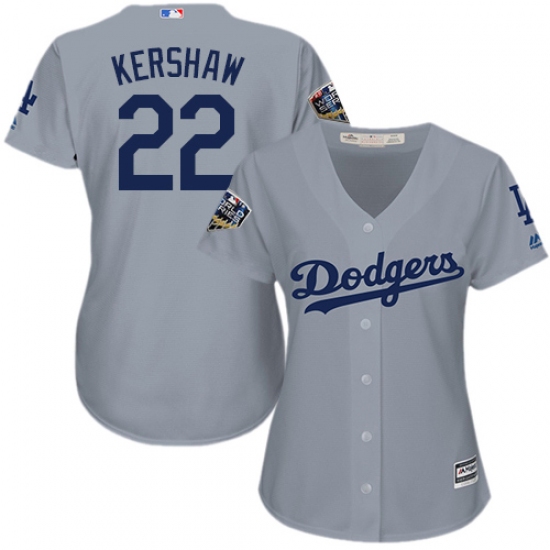Women's Majestic Los Angeles Dodgers #22 Clayton Kershaw Authentic Grey 2018 World Series MLB Jersey - Ujersey