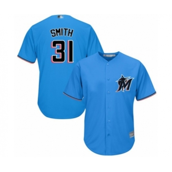 Youth Miami Marlins #31 Caleb Smith Authentic Blue Alternate 1 Cool Base Baseball Player Jersey - Ujersey