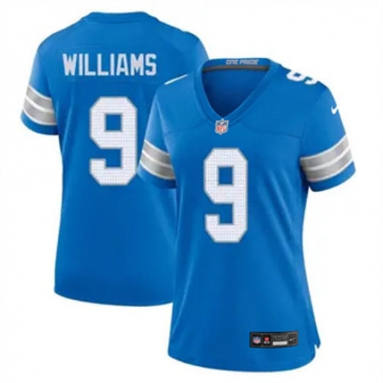 Women Detroit Lions #9 Jameson Williams blue 2024 F U S E Vapor Limited Stitched Jersey - Ujersey